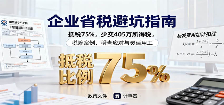 企业省税避坑指南：抵税75%，少交405万所得税，税筹案例，稽查应对与灵活用工-琴书聊项目