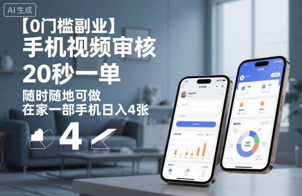 【0门槛副业】手机视频审核，20秒一单，随时随地可做，在家一部手机日入4张【揭秘】-琴书聊项目