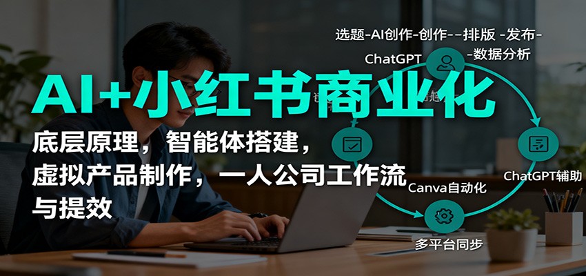 AI+小红书商业化，底层原理，智能体搭建，虚拟产品制作，一人公司工作流与提效-琴书聊项目