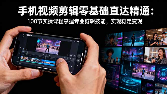 手机视频剪辑零基础直达精通：100节实操课程掌握专业剪辑技能，实现稳…-琴书聊项目