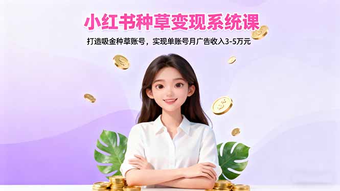 小红书种草变现系统课：打造吸金种草账号，实现单账号月广告收入3-5万元-琴书聊项目