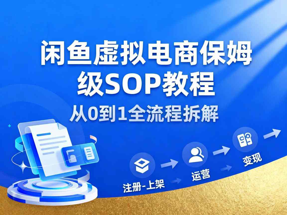 闲鱼虚拟电商，月入轻松过1W，保姆级SOP教程-琴书聊项目