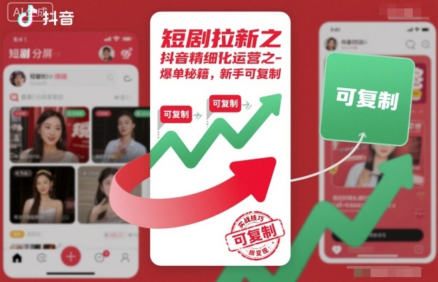 短剧拉新之抖音精细化运营之爆单秘籍，新手可复制-琴书聊项目