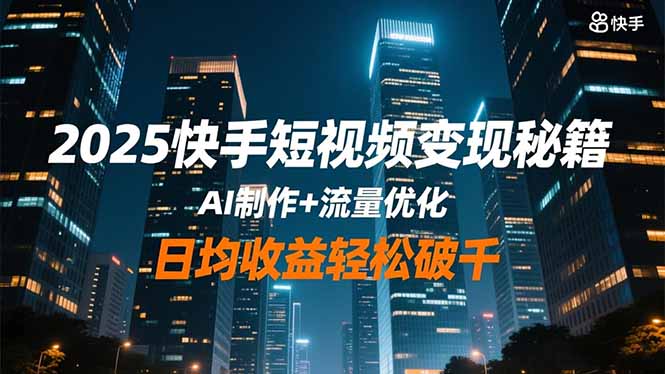 2025快手短视频变现秘籍，AI制作+流量优化，日均收益轻松破千-琴书聊项目