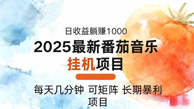 2025年最新番茄音乐人挂机项目，每天几分钟，月入1000＋，可矩阵，一台…-琴书聊项目