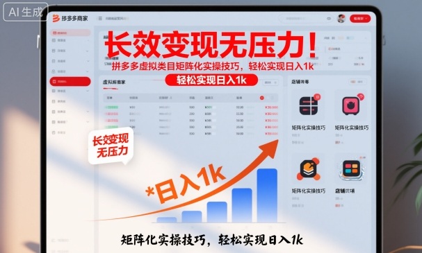 长效变现无压力！拼多多虚拟类目矩阵化实操技巧，轻松实现日入1k【揭秘】-琴书聊项目