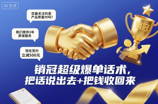 销冠超级爆单话术，把话说出去+把钱收回来-琴书聊项目