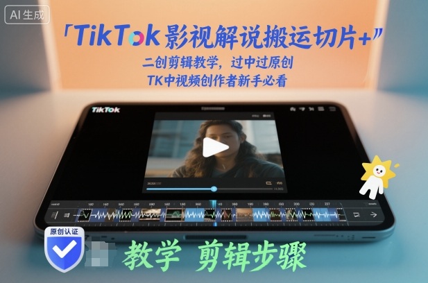 TikTok影视解说搬运切片+二创剪辑教学，过中过原创，TK中视频创作者新手必看-琴书聊项目