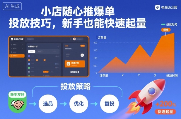 小店随心推爆单投放技巧，新手也能快速起量-琴书聊项目