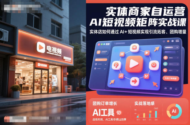 实体商家自运营AI短视频矩阵实战课，实体店如何通过AI+短视频实现引流拓客、团购增量-琴书聊项目