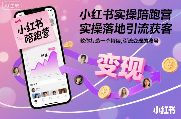 小红书实操陪跑营，实操落地引流获客，教你打造一个持续引流变现的账号-琴书聊项目