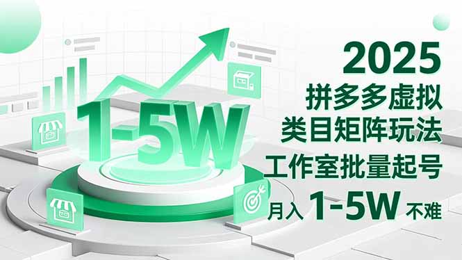 2025 拼多多虚拟类目矩阵玩法，工作室批量起号，月入 1-5W 不难-琴书聊项目