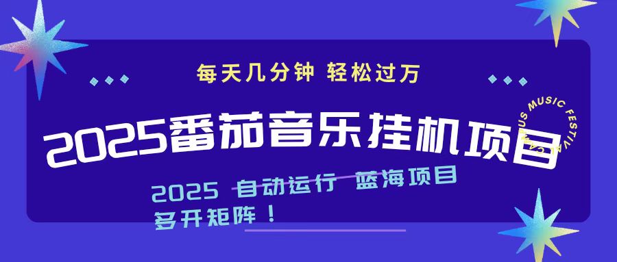 2025最新挂机番茄音乐项目，每天几分钟，日入1000＋-琴书聊项目