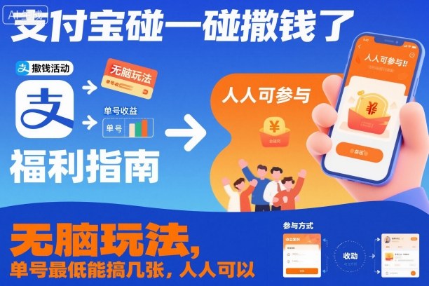 支付宝碰一碰撒钱了，无脑玩法，单号最低能搞几张，人人可以撸【揭秘】-琴书聊项目