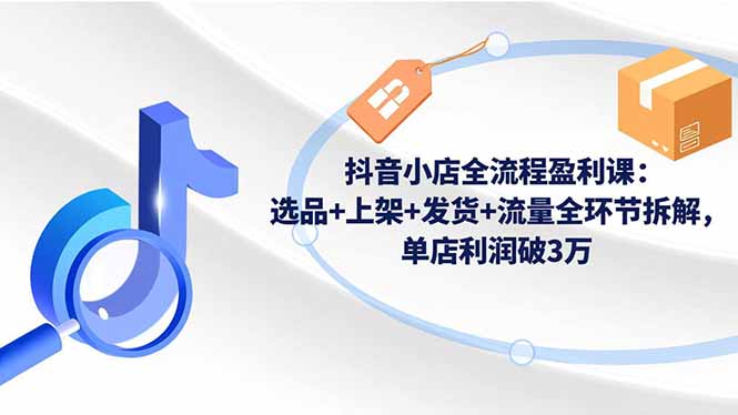 抖音小店全流程盈利课：选品+上架+发货+流量全环节拆解，单店利润破3万-琴书聊项目