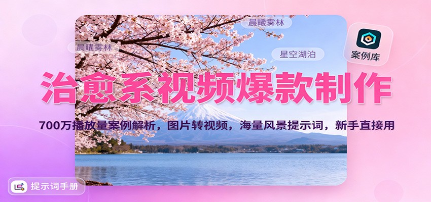 治愈系视频爆款制作，700万播放量案例解析，图片转视频，海量风景提示词，新手直接用-琴书聊项目