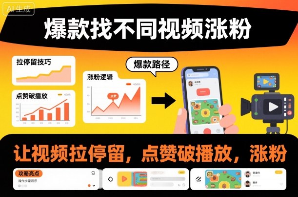 爆款找不同视频涨粉，让视频拉停留，实现点赞，破播放，涨粉-琴书聊项目