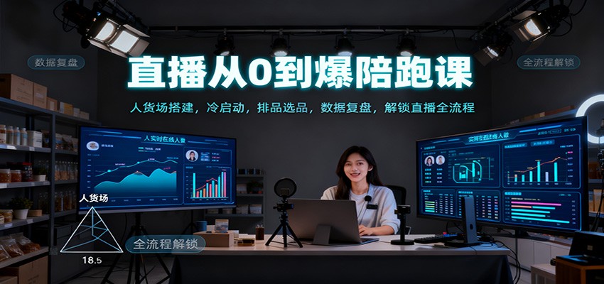 直播从0到爆陪跑课：人货场搭建，冷启动，排品选品，数据复盘，解锁直播全流程-琴书聊项目