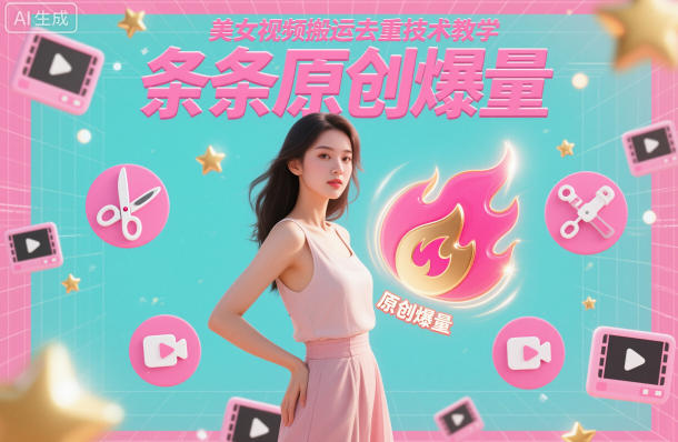 美女视频搬运去重技术教学，条条原创爆量-琴书聊项目