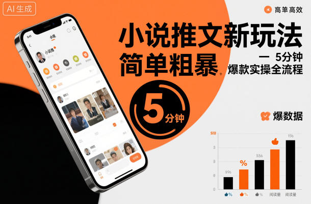 小说推文新玩法，简单粗爆，5分种一个爆款实操全流程-琴书聊项目
