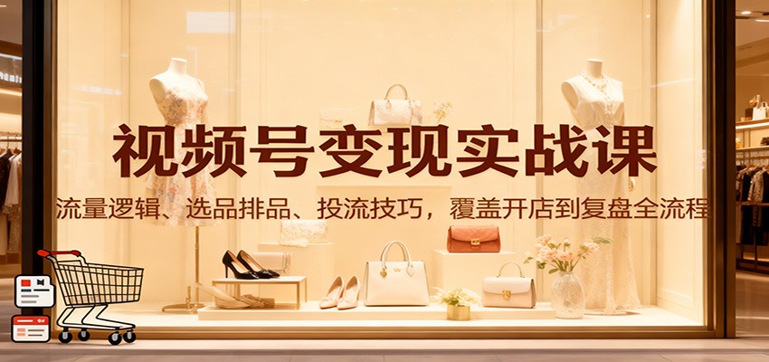 视频号变现实战课：流量逻辑、选品排品、投流技巧，覆盖开店到复盘全流程-琴书聊项目