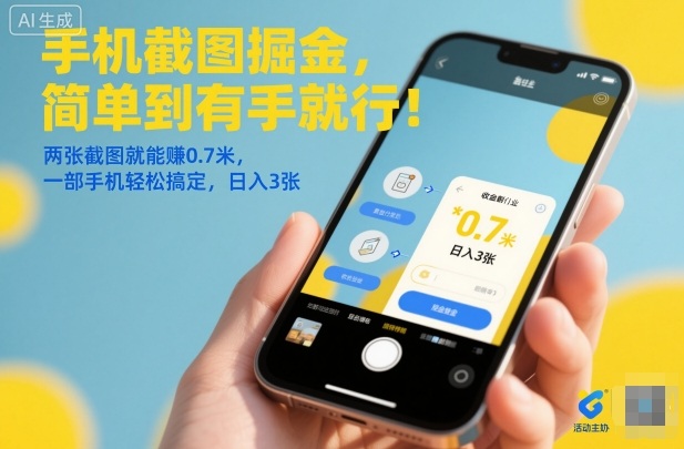 手机截图掘金，简单到有手就行！两张截图就能賺0.7米，一部手机轻松搞定，日入3张【揭秘】-琴书聊项目