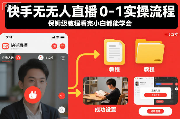 快手无人直播0-1实操流程，保姆级教程看完小白都能学会-琴书聊项目