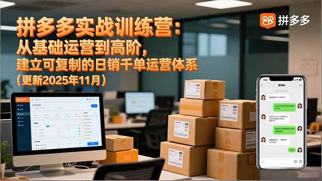 拼多多实战训练营：从基础运营到高阶，建立可复制的日销千单运营体系(更新11月-琴书聊项目
