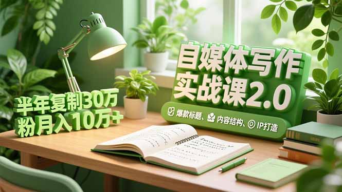 自媒体写作实战课2.0，爆款标题、内容结构、IP打造，半年复制30万粉月入10万+-琴书聊项目