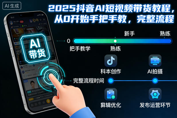 2025抖音AI短视频带货教程，从0开始手把手教，完整流程-琴书聊项目