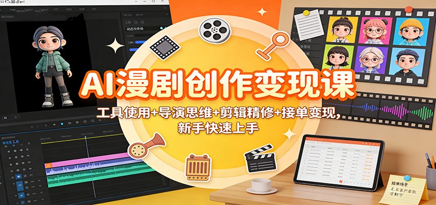 AI漫剧创作变现课：工具使用+导演思维+剪辑精修+接单变现，新手快速上手-琴书聊项目