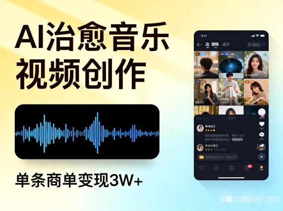 AI做治愈音乐视频，多平台投稿，单条商单变现3W+-琴书聊项目