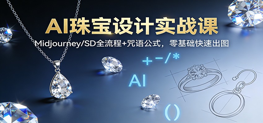 AI珠宝设计实战课：Midjourney/SD全流程+咒语公式，零基础快速出图-琴书聊项目