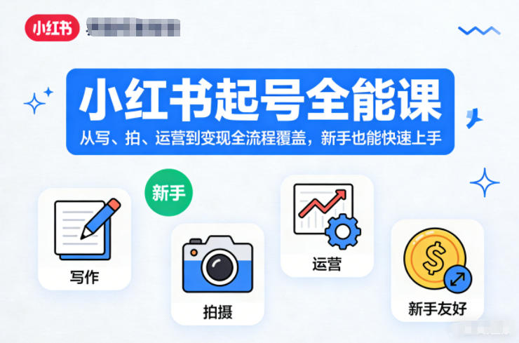 小红书起号全能课，从写、拍、运营到变现全流程覆盖，新手也能快速上手-琴书聊项目