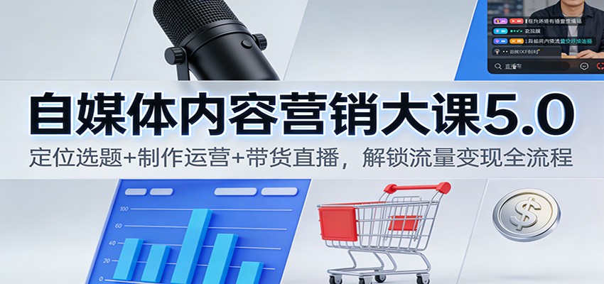 自媒体内容营销大课5.0：定位选题+制作运营+带货直播，解锁流量变现全流程-琴书聊项目