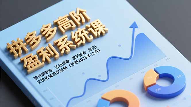 拼多多高阶盈利系统课，强付费策略、活动爆破、首页推荐，实现店铺稳定盈利(更新12月-琴书聊项目