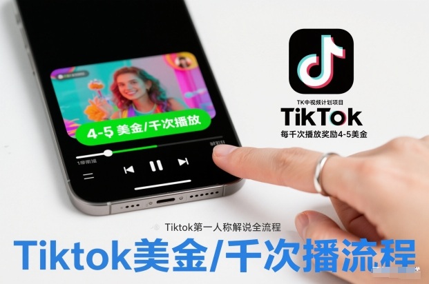 TK中视频计划项目，Tiktok第一人称解说流程，每干次播放奖励4-5美金-琴书聊项目