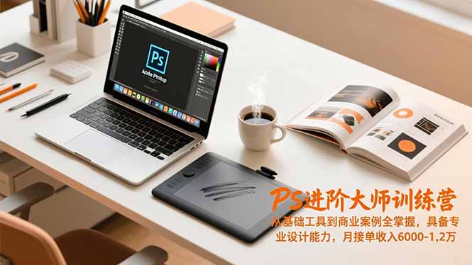PS进阶大师训练营，从基础工具到商业案例全掌握，具备专业设计能力，月接单收入6000-1.2万-琴书聊项目