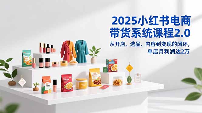 2025小红书电商带货系统课程2.0，从开店、选品、内容到变现的闭环，单店月利润达2万-琴书聊项目
