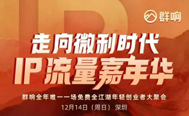 2025ip嘉年华万人12月14深圳线下课，走向微利时代，IP流量嘉年华，实操性极强的商业干货课-琴书聊项目