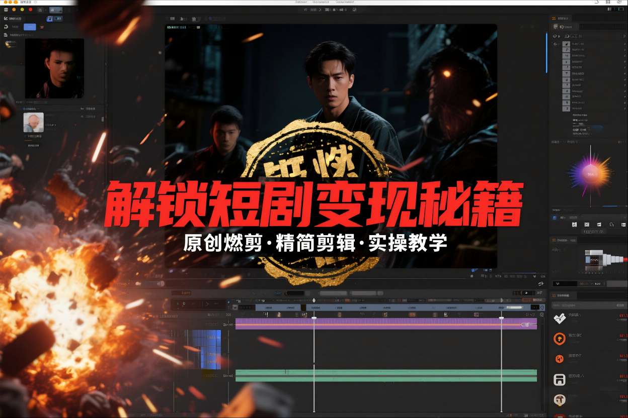 短剧拉新之原创燃剪精简剪辑实操课，解锁短剧变现秘籍-琴书聊项目