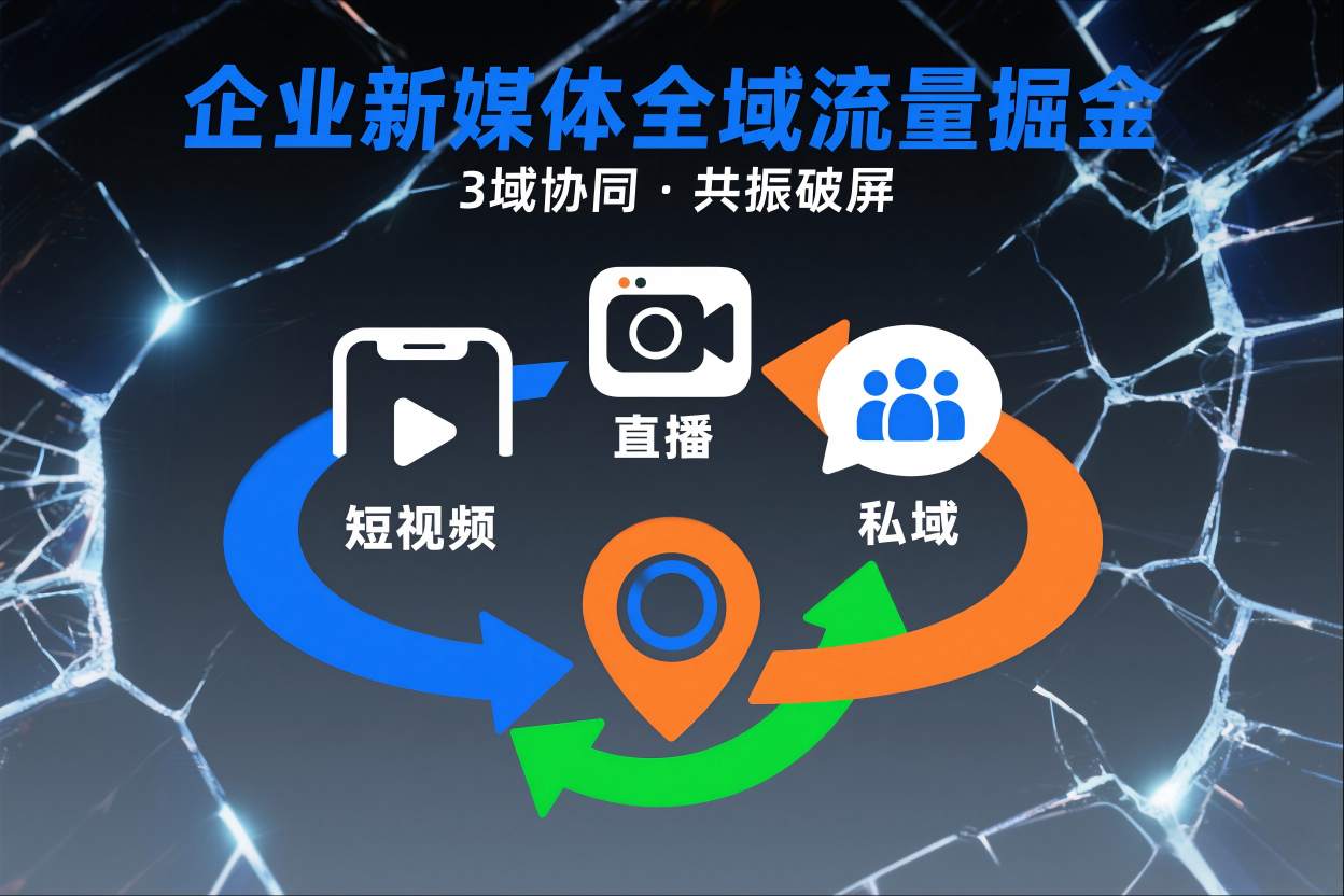 短视频全域商业模式，企业新媒体全域流量掘金，3域协同，共振破屏，短视频-直播-私域-地域-琴书聊项目