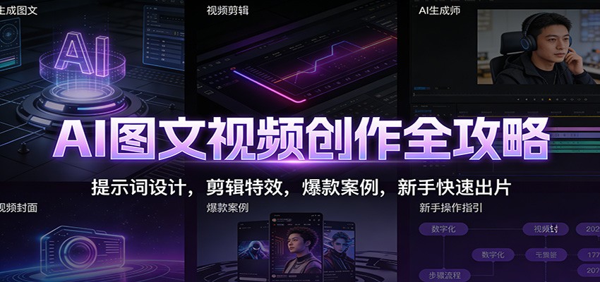 AI图文视频创作全攻略：提示词设计，剪辑特效，爆款案例，新手快速出片-琴书聊项目