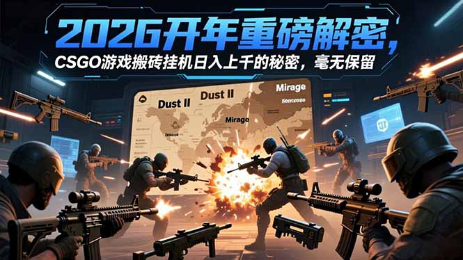 2026开年重磅解密，CSGO游戏搬砖挂机日入上千的秘密，毫无保留-琴书聊项目