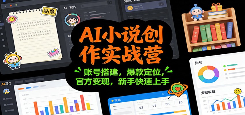 AI小说创作实战营：账号搭建，爆款定位，官方变现，新手快速上手-琴书聊项目