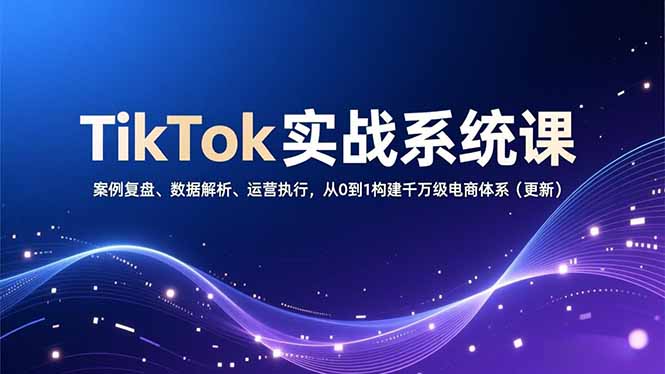 TikTok实战系统课，案例复盘、数据解析、运营执行，从0到1构建千万级电商体系(更新-琴书聊项目