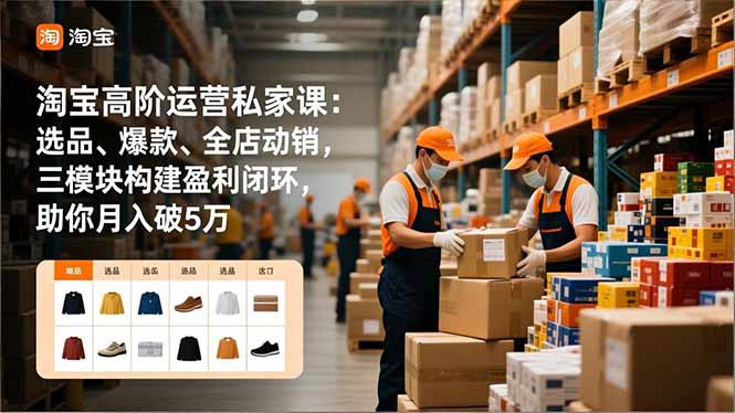 淘宝高阶运营私家课：选品、爆款、全店动销，三模块构建盈利闭环，助你月入破5万(更新12月-琴书聊项目