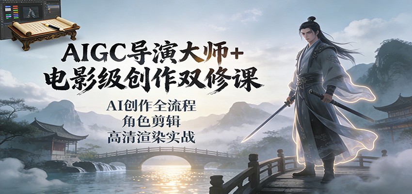 AIGC导演大师+电影级创作双修课：AI创作全流程、角色剪辑、高清渲染实战-琴书聊项目