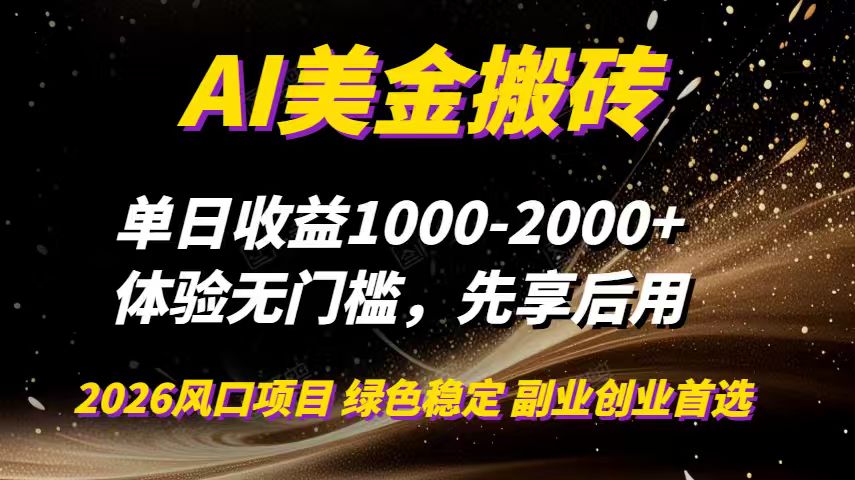 AI美金搬砖，单日收益1000-2000+，2025风口项目，可以副业，可以全职，可以工作室放大-琴书聊项目