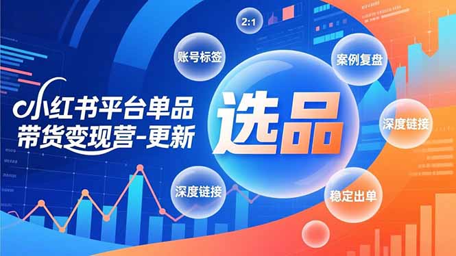 小红书平台单品带货变现营-更新，极致选品、账号标签、案例复盘，深度链接，快速启动稳定出单-琴书聊项目